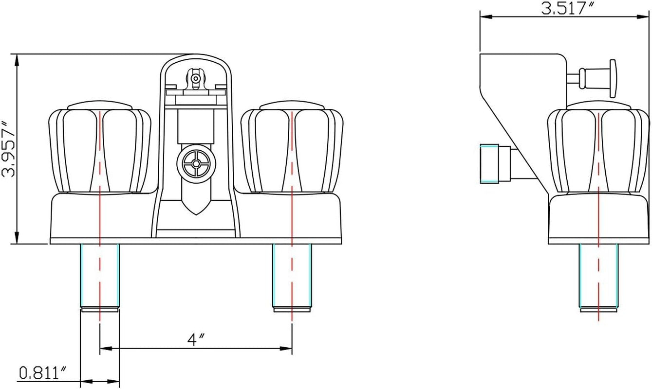 DF-SA110S-BQ RV Tub & Shower Faucet Valve Diverter with Smoked Acrylic Knobs (Bisque Parchment)