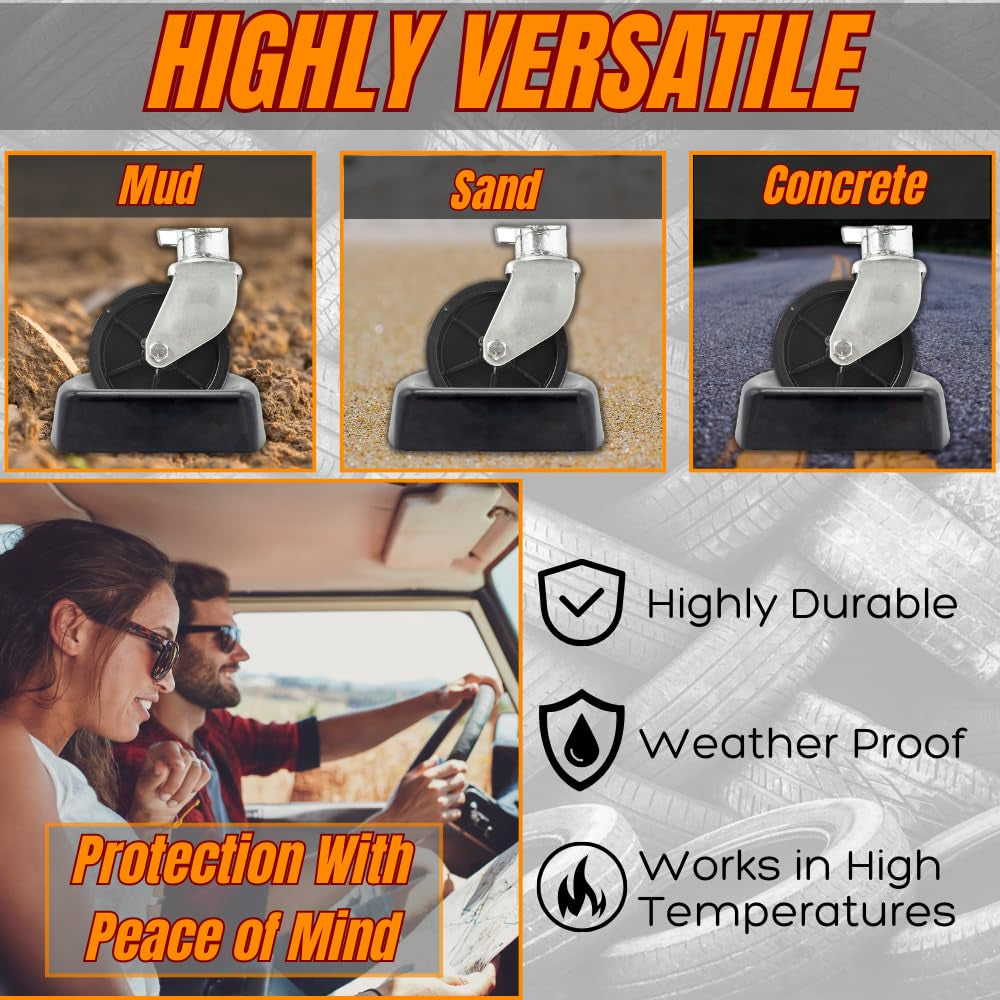 Jack Wheel Chock Dock Block – Fits 6" Caster, Heavy Duty Reinforced Rubber Stabilizer for Trailer, RV, Boat, Camper, Jet Ski – Secure, Prevent Rolling, Weather-Resistant, High Grip Lock