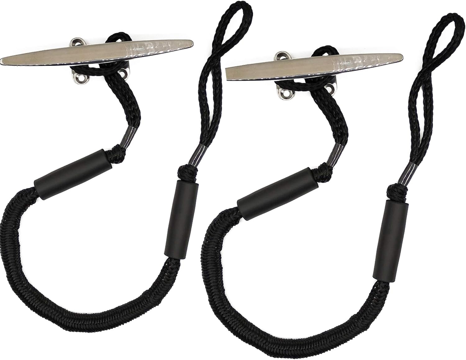 Bungee Dock Lines, 4 Feet Bungee Shock Cords Bungee Docking Rope Mooring Rope for Boat,Pwc,Jet Ski,Pontoon,Kayak,Canoe,Power Boat,Watercraft (Black without Hooks)