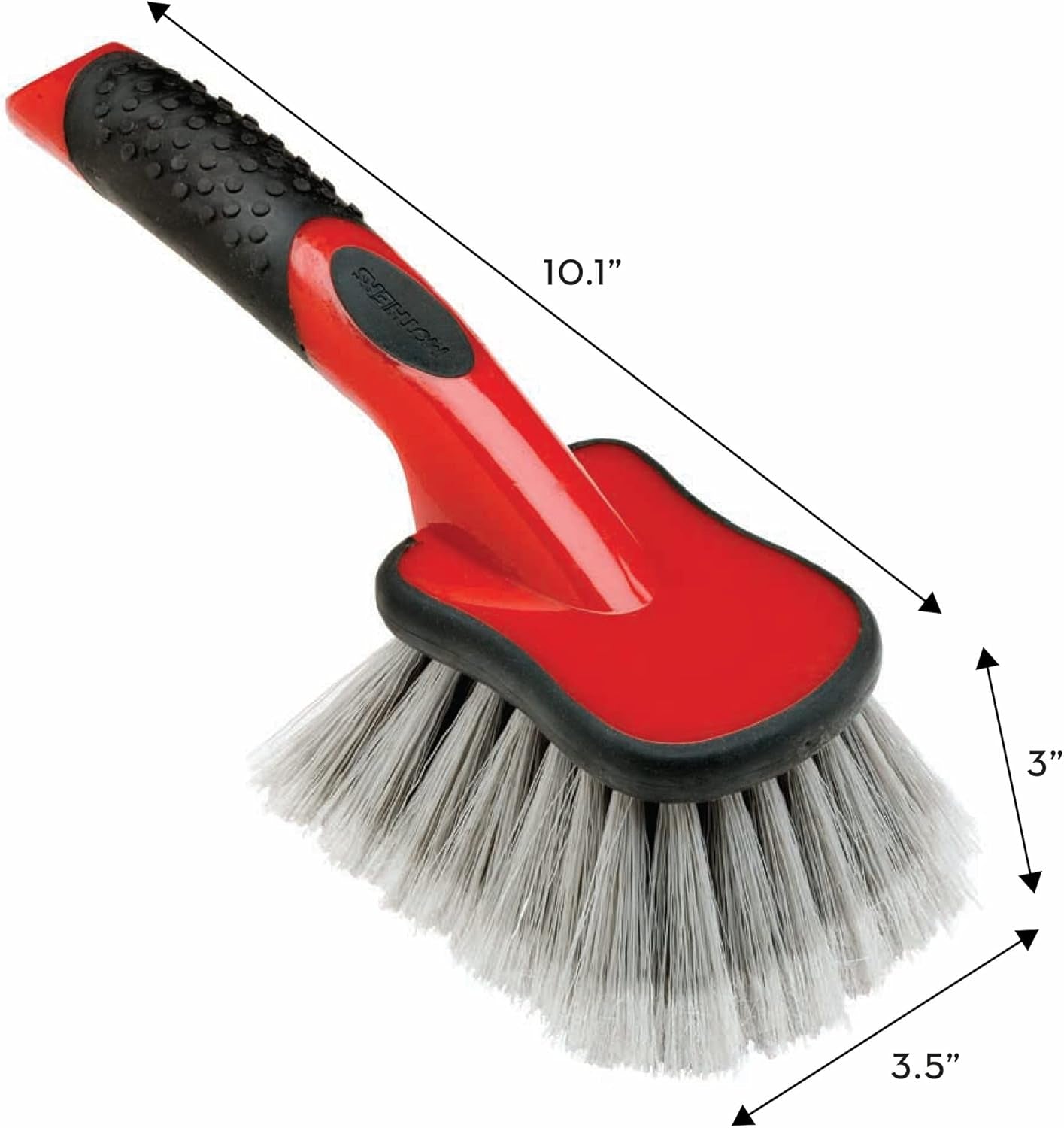 Car Wash Brush, Wheel and Fender Brush, Short Handle Tire Cleaner for Car Detailing, 10 Inch, Red/Black